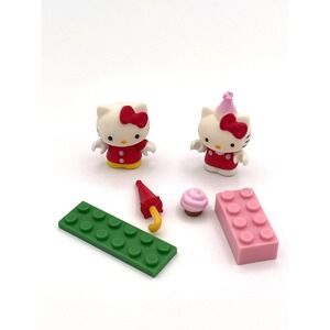 Mega Bloks Hello Kitty Accessory & Figure Lot – Umbrella, Cupcake, Blocks